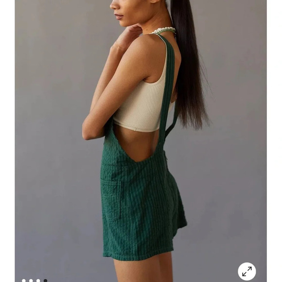 BDG Sadie Linen-Blend Dungarees Playsuit size large - Picture 2 of 16